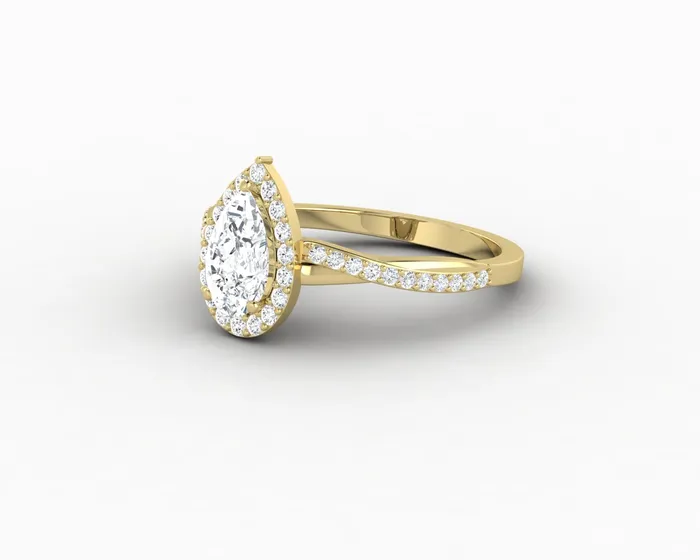 Sapheena Jewelry Rings Demi 08 Ct Pear Cut Halo Engagement Ring with Side Stones