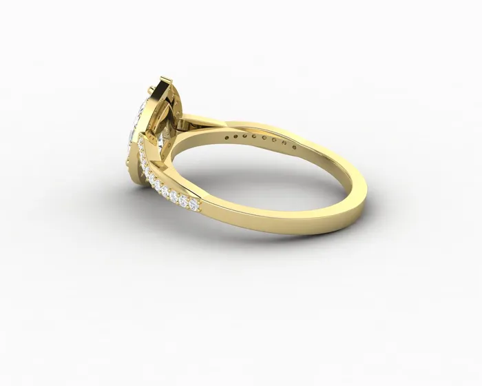 Sapheena Jewelry Rings Demi 08 Ct Pear Cut Halo Engagement Ring with Side Stones