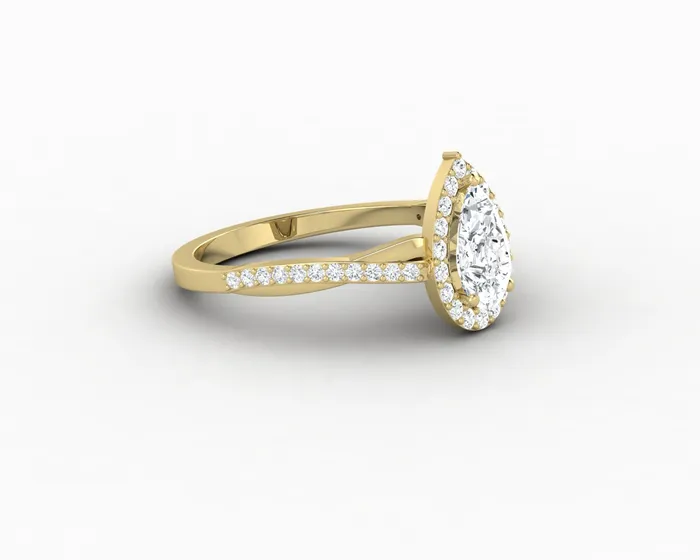 Sapheena Jewelry Rings Demi 08 Ct Pear Cut Halo Engagement Ring with Side Stones