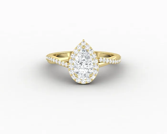Sapheena Jewelry Rings Demi 08 Ct Pear Cut Halo Engagement Ring with Side Stones