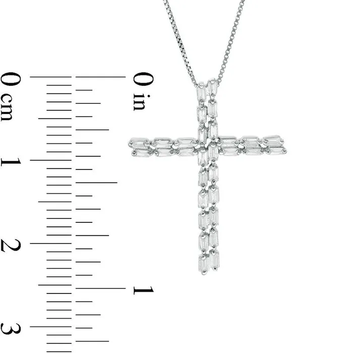 025 CT TW Baguette Natural Diamond Cross Pendant in 10K White Gold Goldia Necklaces 025 CT TW Baguette Natural Diamond Cross Pendant in 10K White Gold Goldia Necklaces