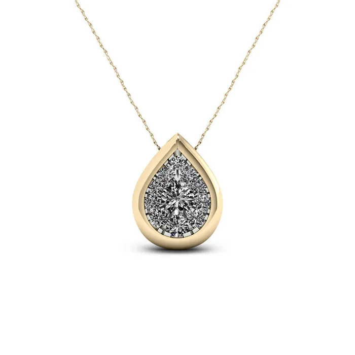 033 CT TW Natural Diamond Teardrop Frame Pendant in 10K Yellow Gold Goldia Necklaces 033 CT TW Natural Diamond Teardrop Frame Pendant in 10K Yellow Gold Goldia Necklaces