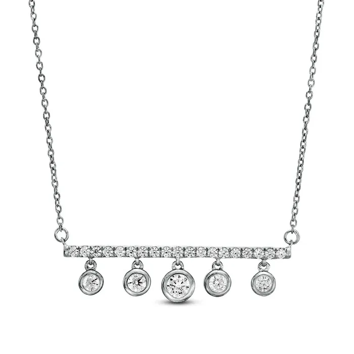 05 CT TW Natural Diamond Horizontal Bar BezelSet Drop Necklace in 10K White Gold Goldia Necklaces 05 CT TW Natural Diamond Horizontal Bar BezelSet Drop Necklace in 10K White Gold Goldia Necklaces