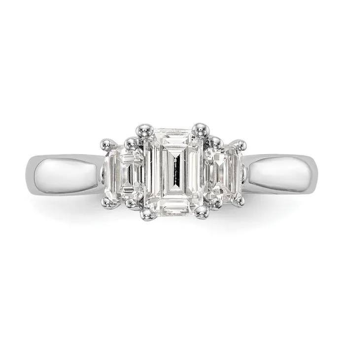 050ct CZ Solid Real 14K White Gold 3Stone Engagement Ring Goldia Rings