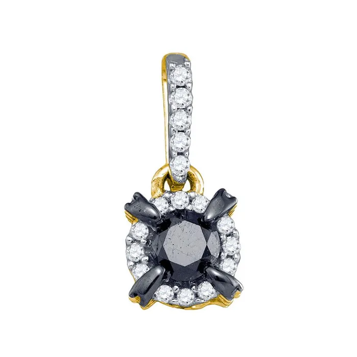 10k Yellow Gold Round Black Diamond Solitaire Pendant 1 Cttw gndatlanta Necklaces 10k Yellow Gold Round Black Diamond Solitaire Pendant 1 Cttw gndatlanta Necklaces