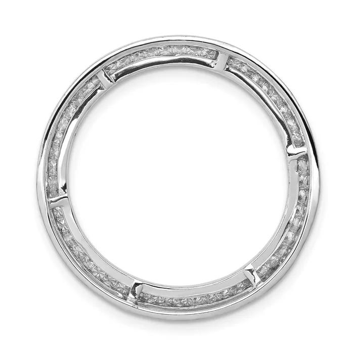 14k White Gold 12 Ct Lab Grown Diamond VSSI G Circle Chain Slide Pendant Goldia Necklaces