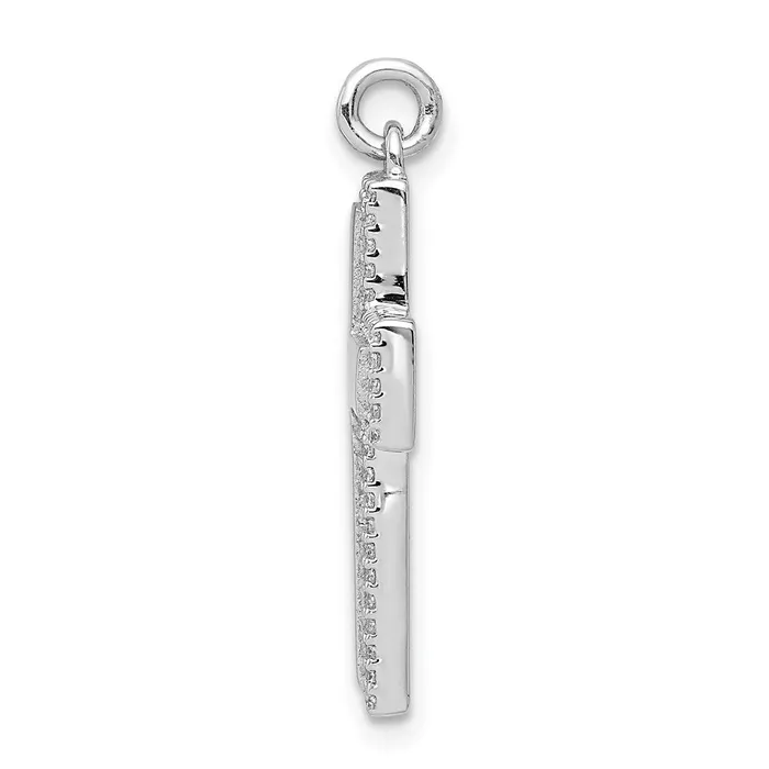 14k White Gold 15ct Real Diamond Latin Cross Pendant Goldia Necklaces