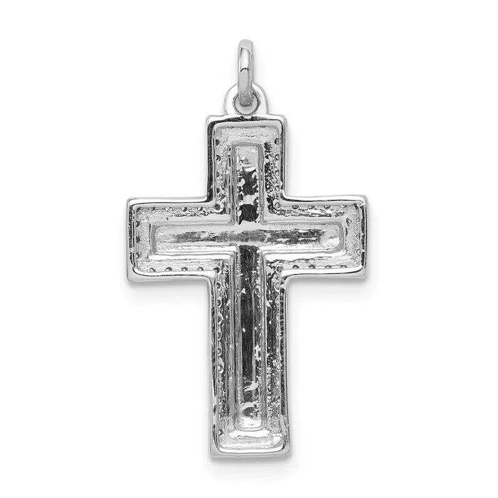 14k White Gold 15ct Real Diamond Latin Cross Pendant Goldia Necklaces