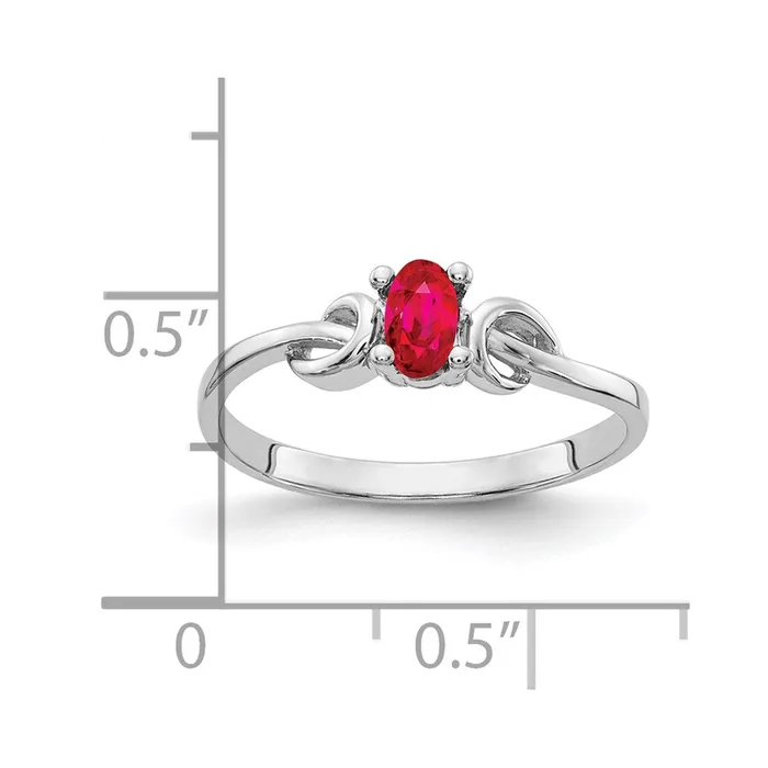 14k White Gold 5x3mm Oval Ruby ring Goldia Rings