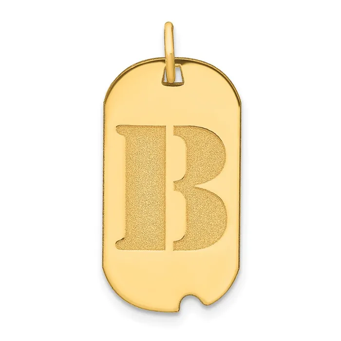 14k Yellow Gold Polished Letter B Initial Dog Tag Pendant Goldia Necklaces