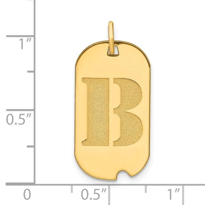 14k Yellow Gold Polished Letter B Initial Dog Tag Pendant Goldia Necklaces