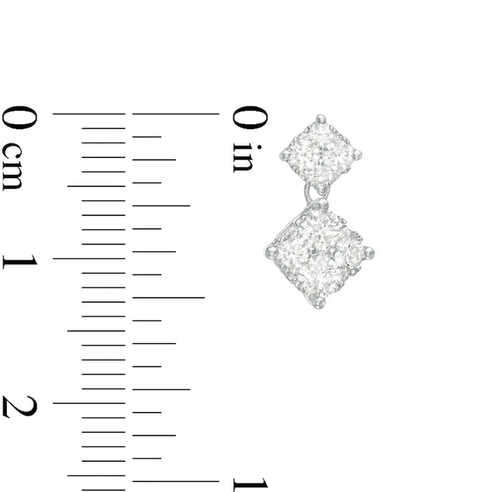 Earrings Goldia 1 CT TW Composite Diamond Tilted Square Double Drop Earrings in 14K White Gold Earrings Goldia 1 CT TW Composite Diamond Tilted Square Double Drop Earrings in 14K White Gold