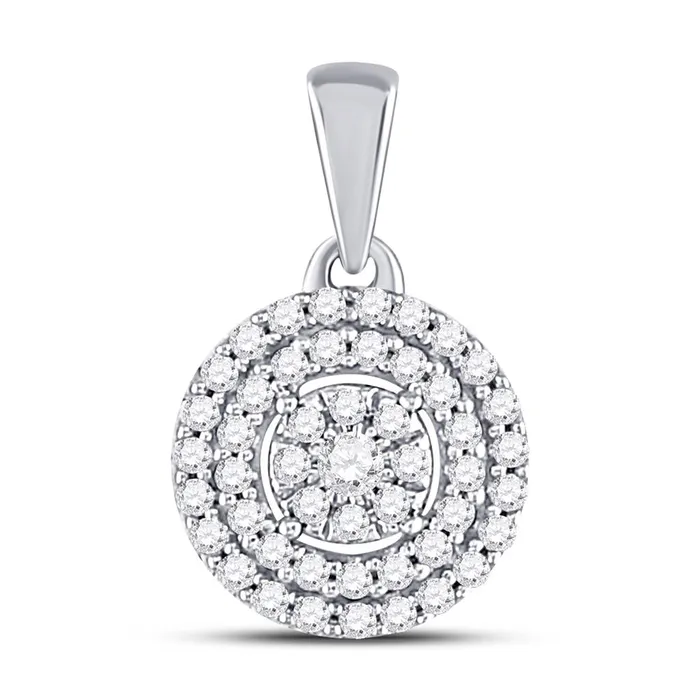 gndatlanta Necklaces 14k White Gold Round Diamond Fashion Cluster Pendant 18 Cttw