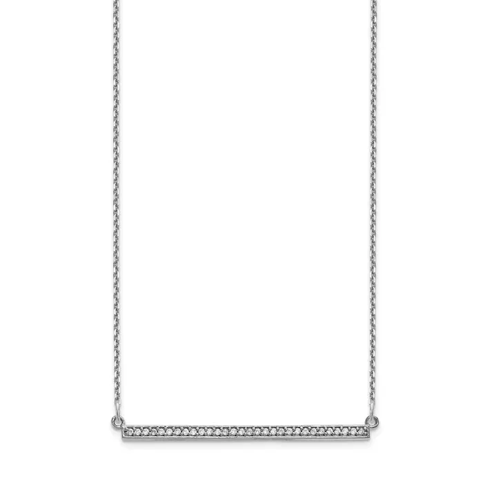 Goldia 14k White Gold Real Diamond Bar Necklace Necklaces