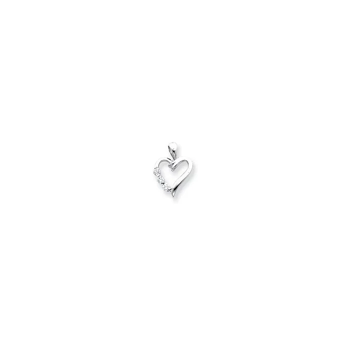 Goldiacom 14k White Gold A Diamond heart pendant Necklaces