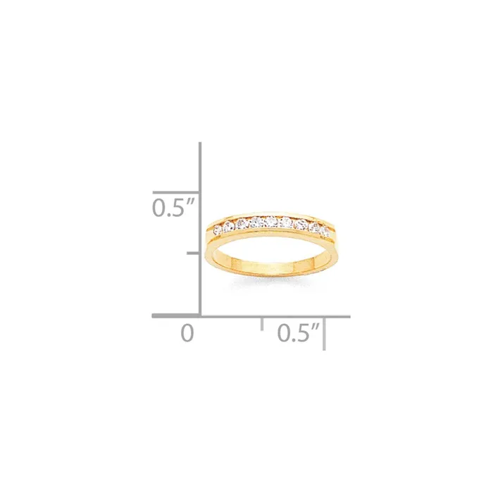 Goldiacom 14K Yellow Gold AA Real Diamond Channel Band Rings