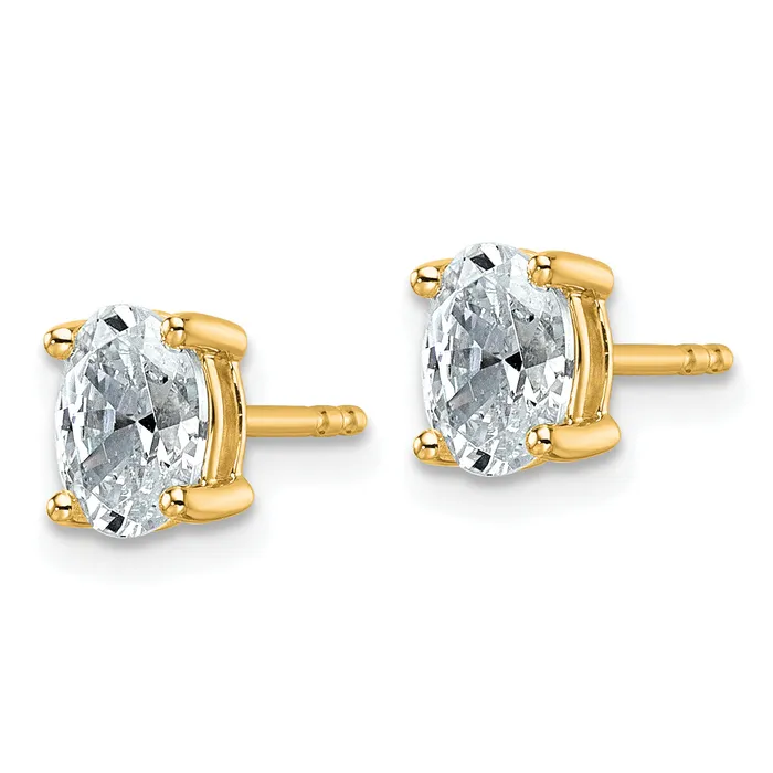 Goldia Earrings 14k Yellow Gold 1 ctw Lab Grown Diamond VSSI G Oval 4 Prong Heavy Wt Stud Earrings