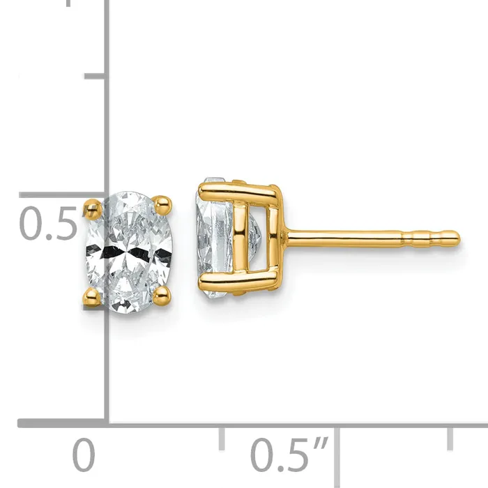 Goldia Earrings 14k Yellow Gold 1 ctw Lab Grown Diamond VSSI G Oval 4 Prong Heavy Wt Stud Earrings