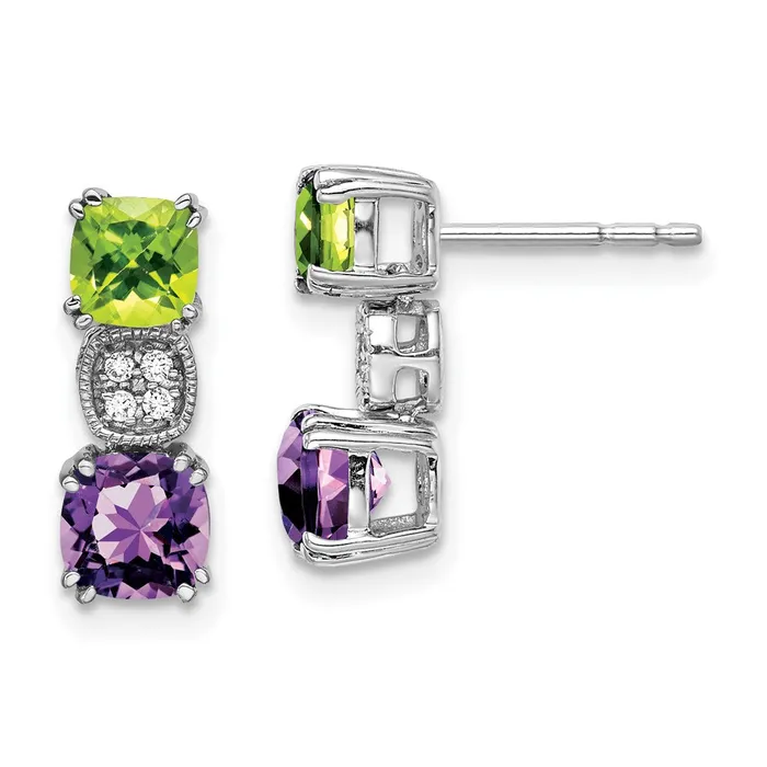 Goldia Earrings Solid 14k White Gold Simulated Peridot SimulatedSimulated Amethyst CZ Earrings Goldia Earrings Solid 14k White Gold Simulated Peridot SimulatedSimulated Amethyst CZ Earrings