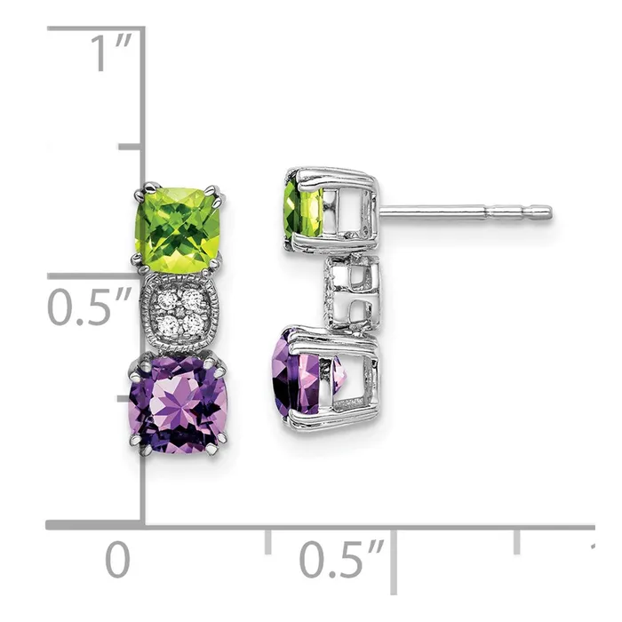Goldia Earrings Solid 14k White Gold Simulated Peridot SimulatedSimulated Amethyst CZ Earrings Goldia Earrings Solid 14k White Gold Simulated Peridot SimulatedSimulated Amethyst CZ Earrings