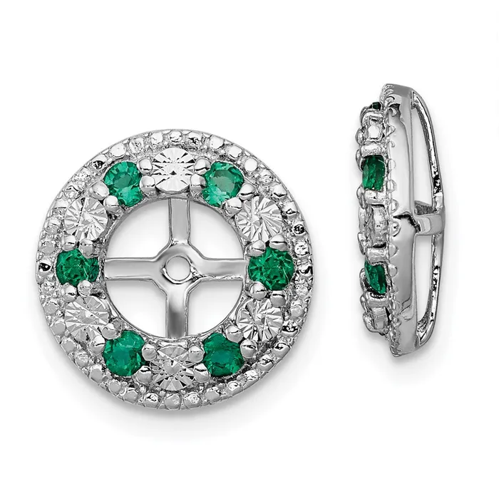 Goldia Earrings Sterling Silver Rhodium Created Emerald Earring Jacket