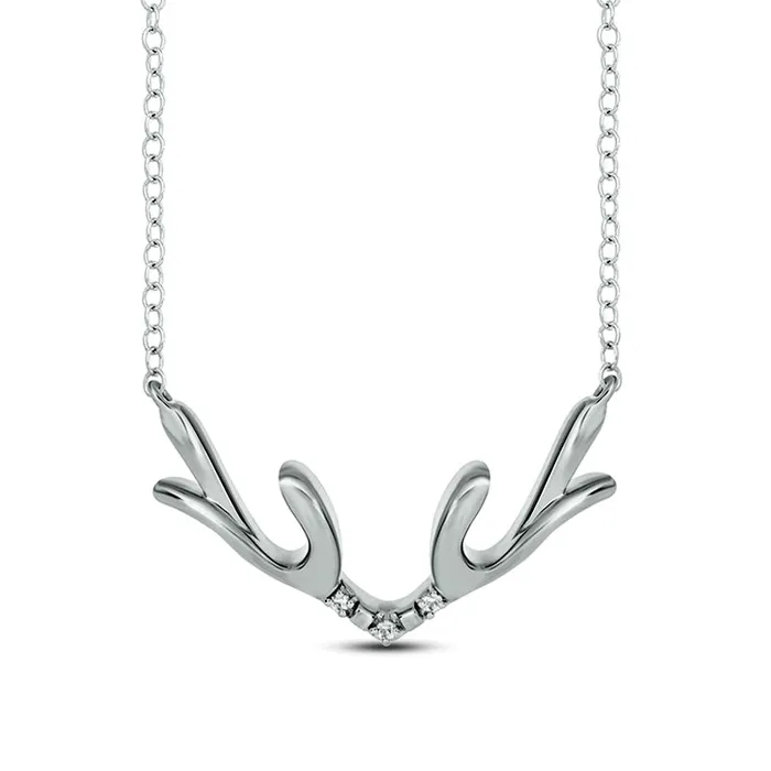 Goldia Natural Diamond Accent Antlers Necklace in Sterling Silver Necklaces