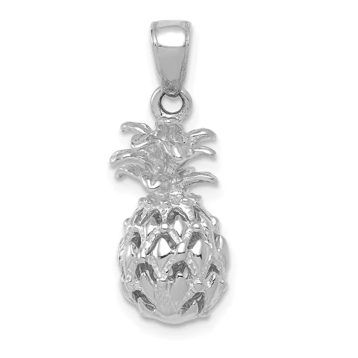 Goldia Necklaces 14k White Gold 3D Cutout Pineapple Pendant