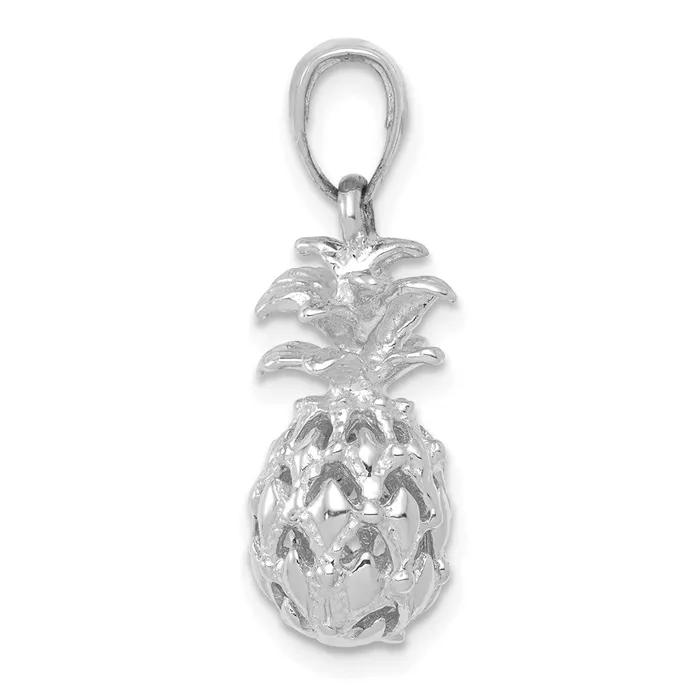 Goldia Necklaces 14k White Gold 3D Cutout Pineapple Pendant