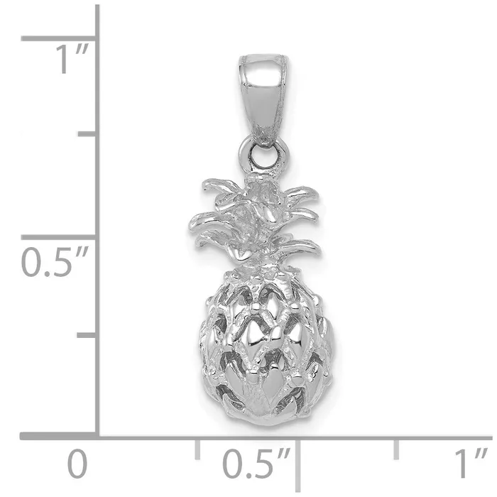 Goldia Necklaces 14k White Gold 3D Cutout Pineapple Pendant