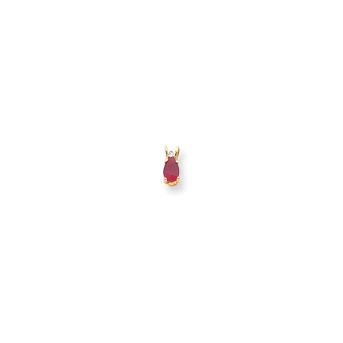 Goldia Necklaces 14K Yellow Gold 6x4mm Pear Ruby VS Real Diamond pendant