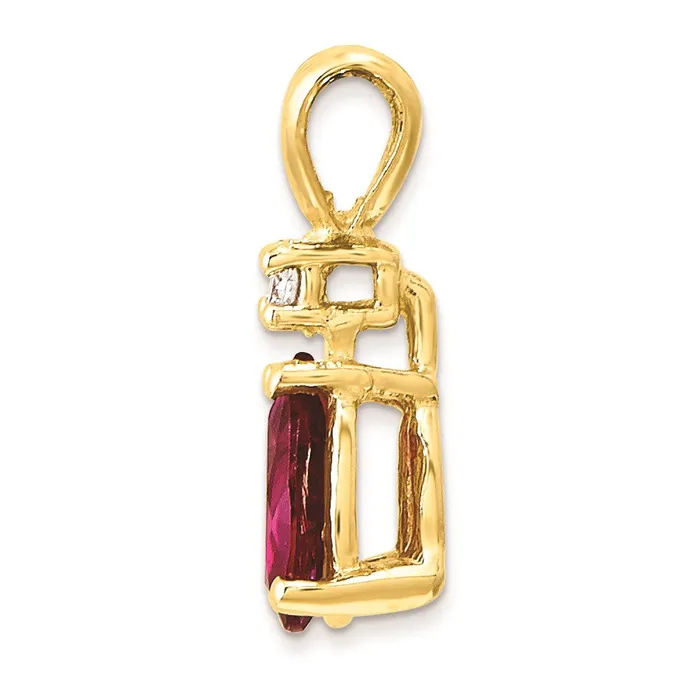 Goldia Necklaces 14K Yellow Gold 6x4mm Pear Ruby VS Real Diamond pendant