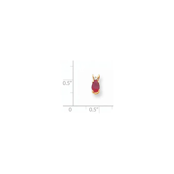 Goldia Necklaces 14K Yellow Gold 6x4mm Pear Ruby VS Real Diamond pendant