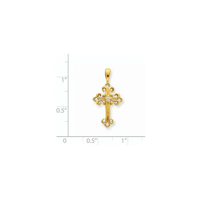 Goldia Necklaces 14K Yellow Gold AA Real Diamond Cross Pendant