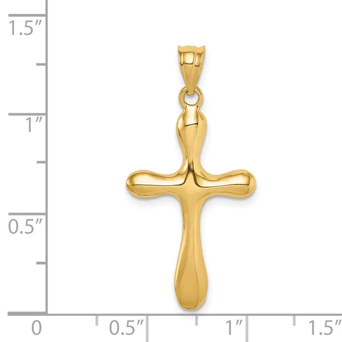 Goldia Necklaces 14k Yellow Gold Polished Rounded Edge Cross Pendant