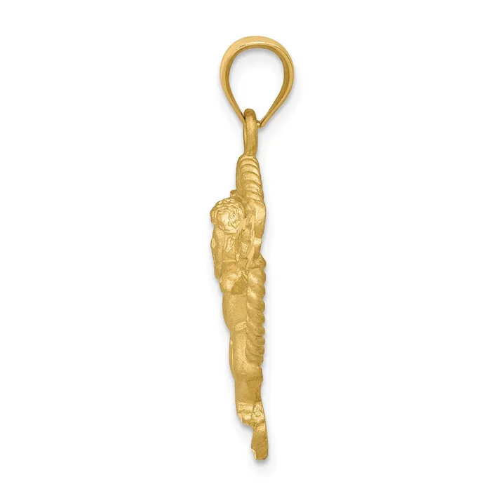 Goldia Necklaces 14k Yellow Gold Satin Angel in Circle Pendant