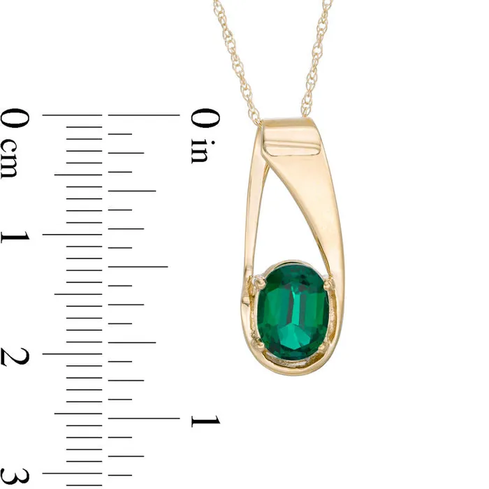 Goldia Necklaces Oval LabCreated Emerald Pendant in 10K Yellow Gold Goldia Necklaces Oval LabCreated Emerald Pendant in 10K Yellow Gold