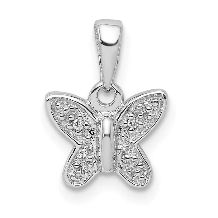 Goldia Necklaces Sterling Silver Rhodium Plated Diamond Butterfly Pendant