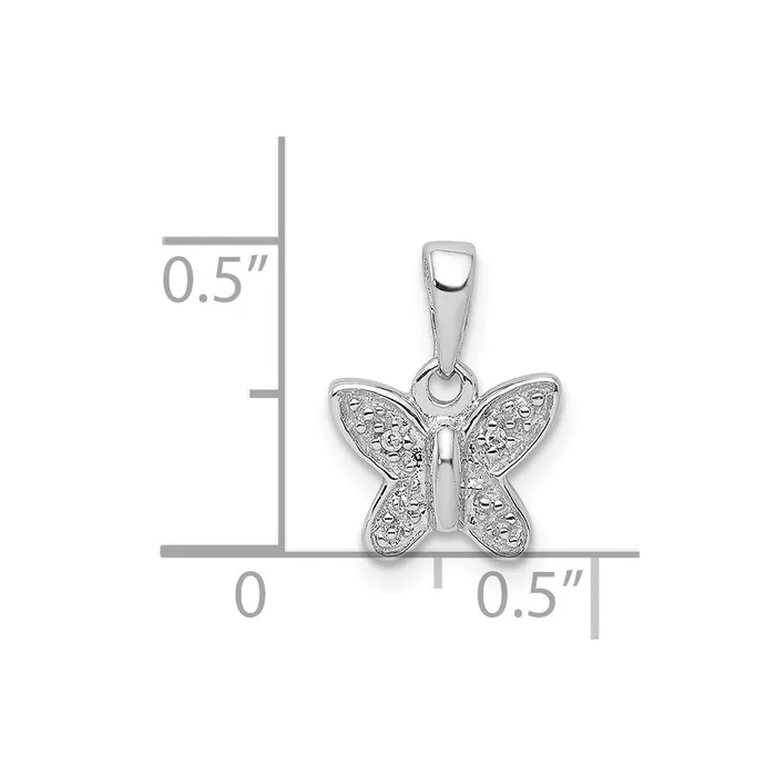 Goldia Necklaces Sterling Silver Rhodium Plated Diamond Butterfly Pendant