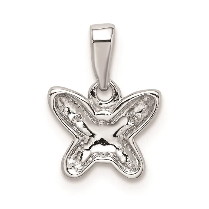 Goldia Necklaces Sterling Silver Rhodium Plated Diamond Butterfly Pendant