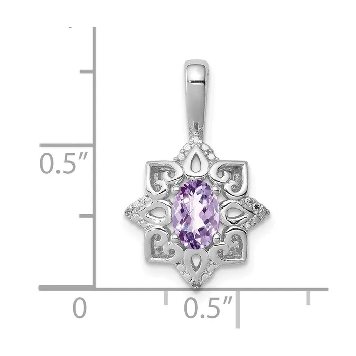 Goldia Necklaces Sterling Silver Rhodiumplated Pink Quartz Diamond Pendant