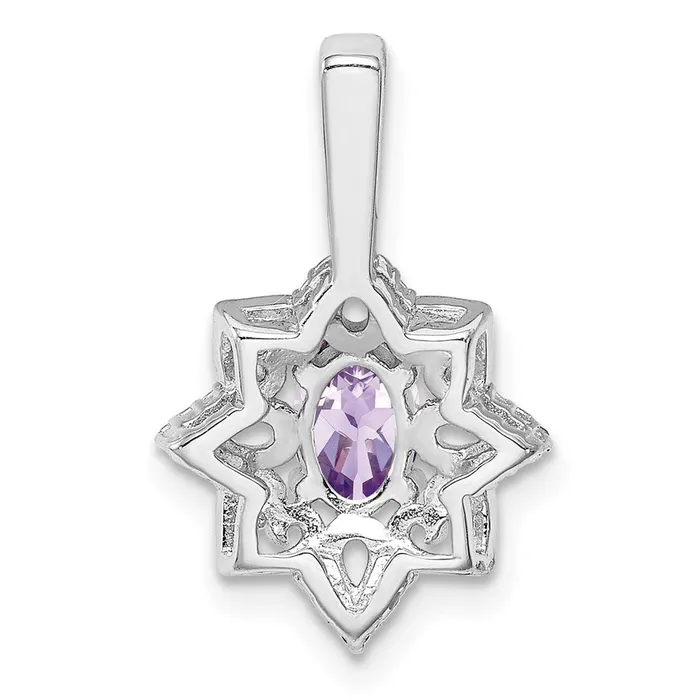 Goldia Necklaces Sterling Silver Rhodiumplated Pink Quartz Diamond Pendant
