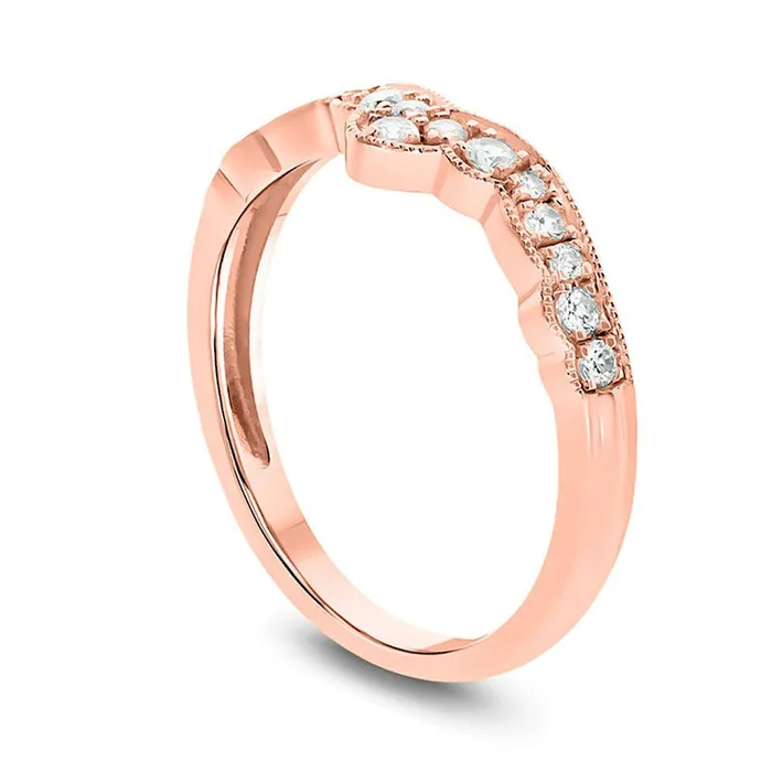 Goldia Rings 033 CT TW Natural Diamond Antique VintageStyle Crown Contour Wedding Band in Solid 10K Rose Gold Goldia Rings 033 CT TW Natural Diamond Antique VintageStyle Crown Contour Wedding Band in Solid 10K Rose Gold