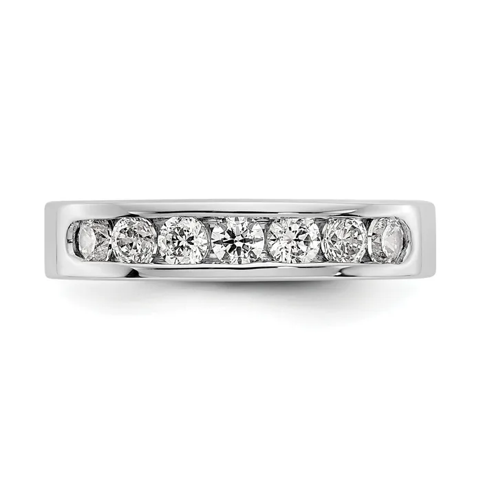 Goldia Rings 065ct CZ Solid Real 14K White Gold 7Stone Channel Wedding Band Ring