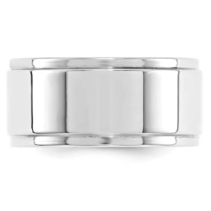 Goldia Rings Solid 18K White Gold 10mm Flat with Step Edge MensWomens Wedding Band Ring Size 105 Goldia Rings Solid 18K White Gold 10mm Flat with Step Edge MensWomens Wedding Band Ring Size 105
