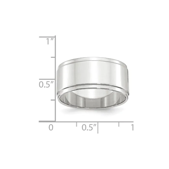 Goldia Rings Solid 18K White Gold 10mm Flat with Step Edge MensWomens Wedding Band Ring Size 105 Goldia Rings Solid 18K White Gold 10mm Flat with Step Edge MensWomens Wedding Band Ring Size 105