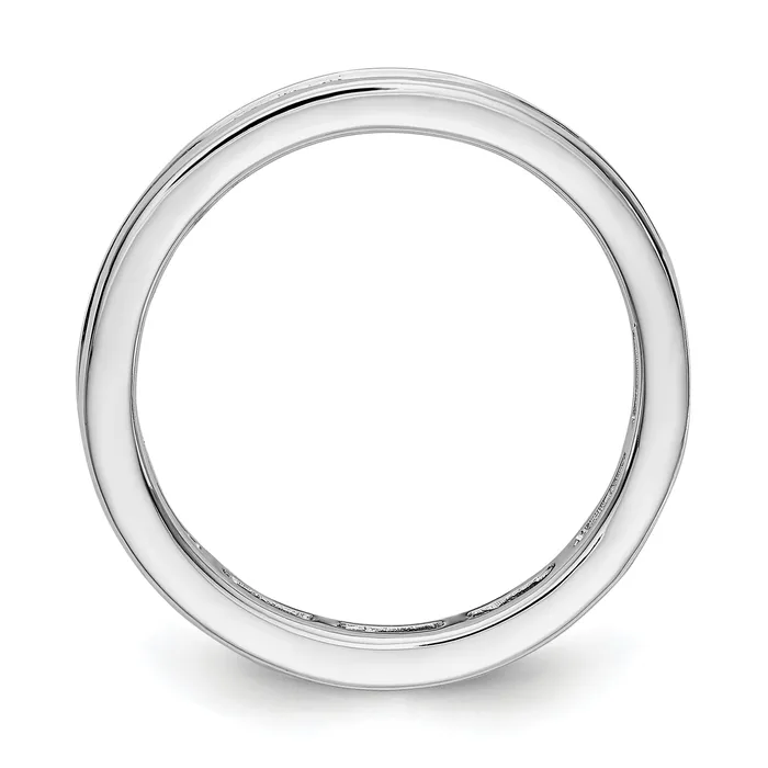 Goldia Solid Real 14k White Gold Polished 1ct Princess Channel Set CZ Eternity Wedding Band Ring Rings