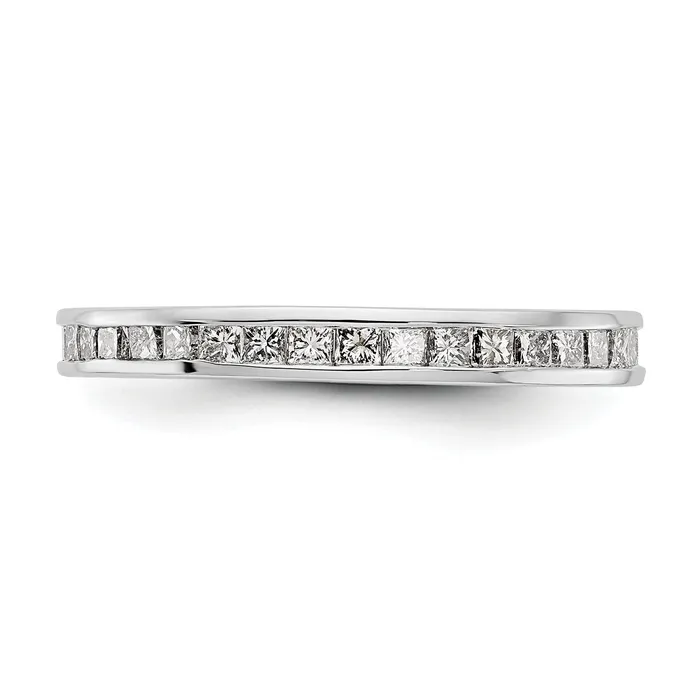 Goldia Solid Real 14k White Gold Polished 1ct Princess Channel Set CZ Eternity Wedding Band Ring Rings