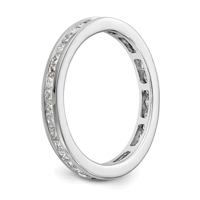 Goldia Solid Real 14k White Gold Polished 1ct Princess Channel Set CZ Eternity Wedding Band Ring Rings