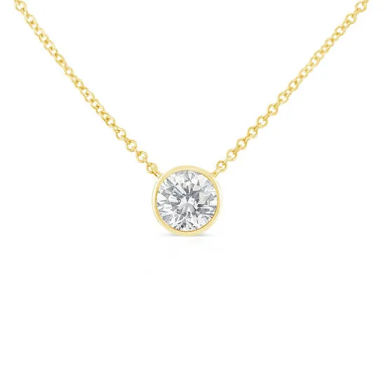 JMS always Necklaces Original Haus of Brilliance 10K Yellow Gold 110ct TDW Solitaire Diamond Pendant NecklaceHISI2I1 JMS always Necklaces Original Haus of Brilliance 10K Yellow Gold 110ct TDW Solitaire Diamond Pendant NecklaceHISI2I1