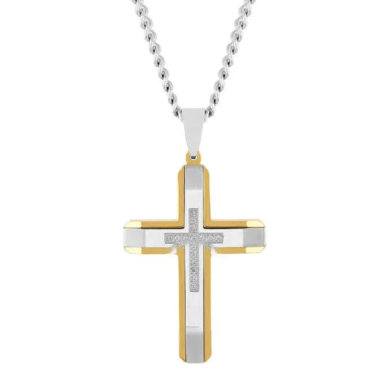 JMS always Necklaces Original Robert Alton 110CTW Diamond Stainless Steel with Yellow Finish Cross Pendant JMS always Necklaces Original Robert Alton 110CTW Diamond Stainless Steel with Yellow Finish Cross Pendant